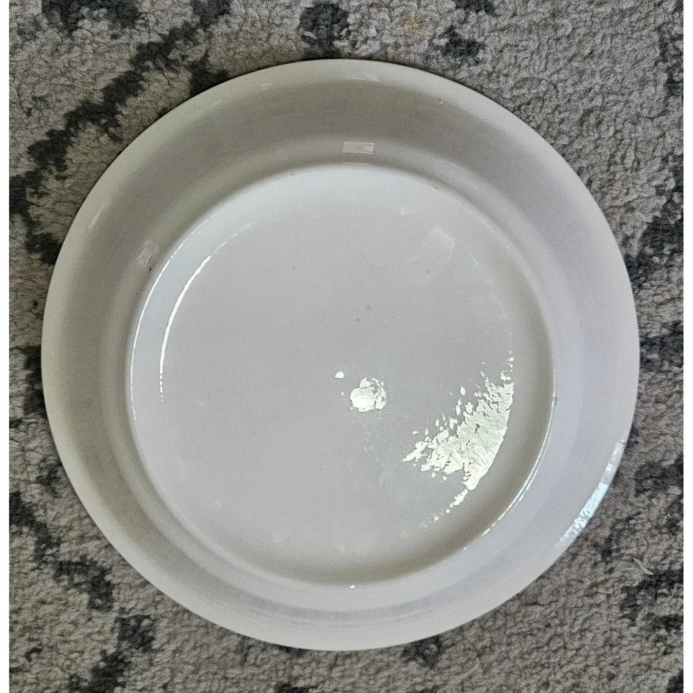 Vintage Cherry Pie Recipe Ceramic Baking Dish 10 Inch White Stoneware Plate